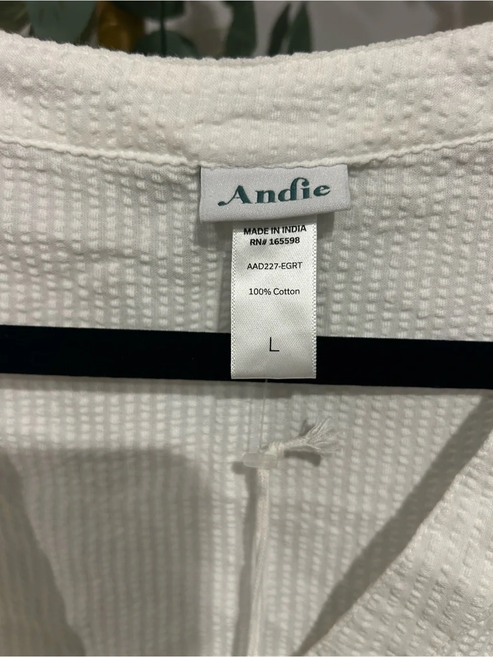Andie for Target White Textured Cotton Beach Cover-Up Tunic Size Large NWT